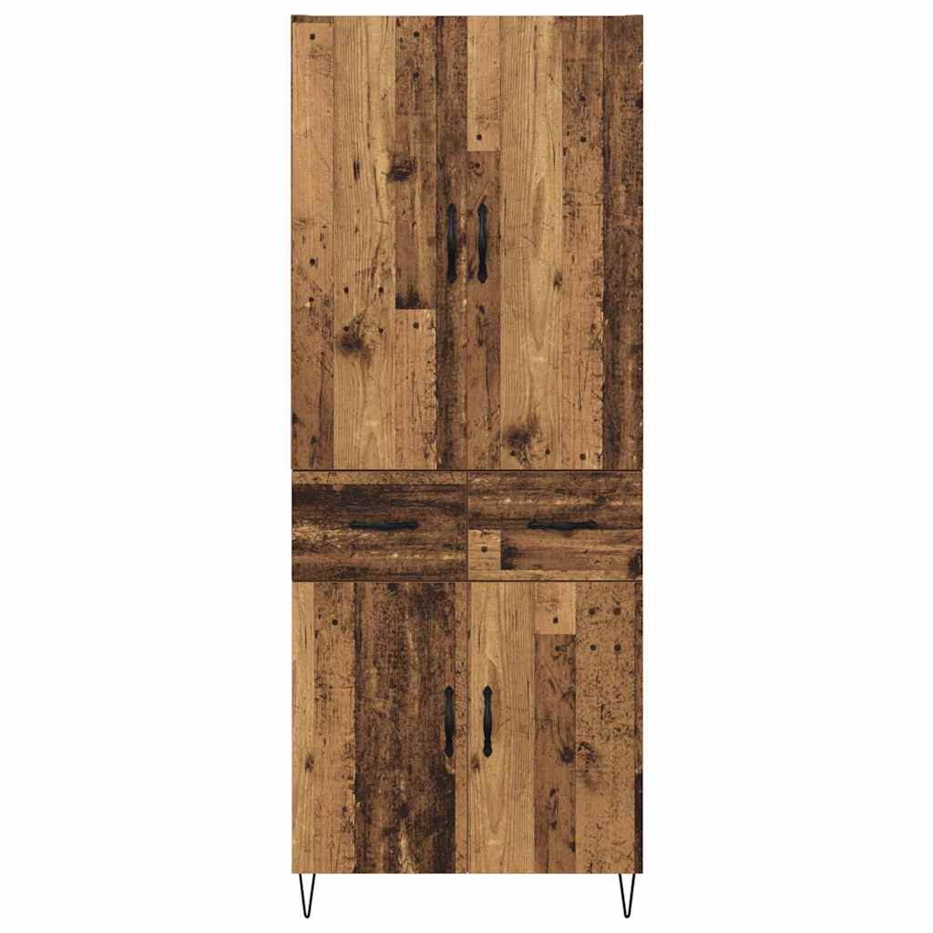 Hoge kast met lade 2 pcs Oudhout Geëngineerd hout en glas is nu te koop bij PeponiXL, paradijselijk wonen!