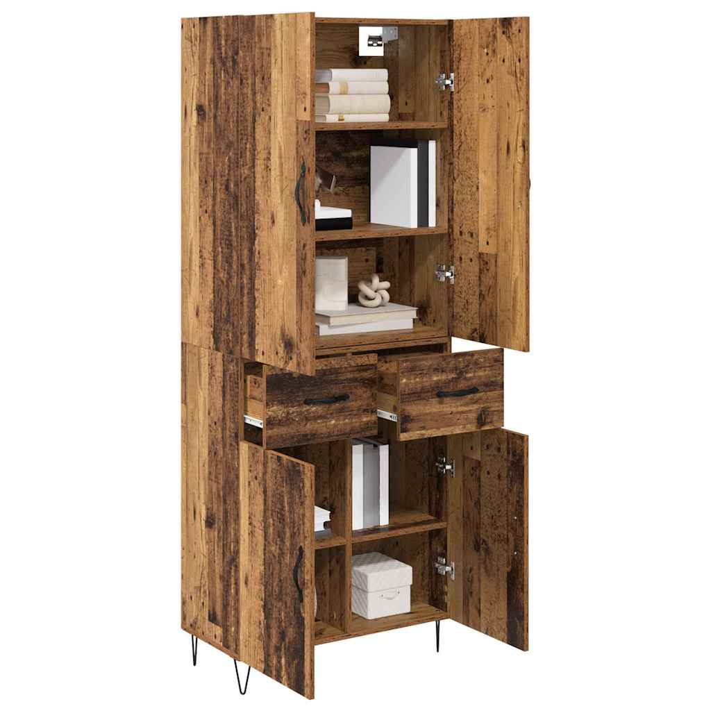 Hoge kast met lade 2 pcs Oudhout Geëngineerd hout en glas is nu te koop bij PeponiXL, paradijselijk wonen!