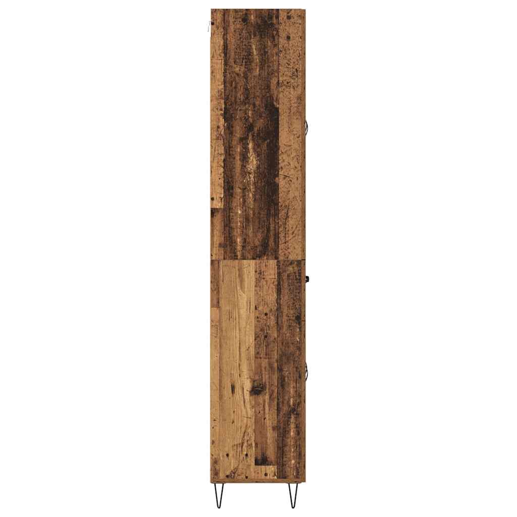 Hoge kast met lade 2 pcs Oudhout Geëngineerd hout en glas is nu te koop bij PeponiXL, paradijselijk wonen!