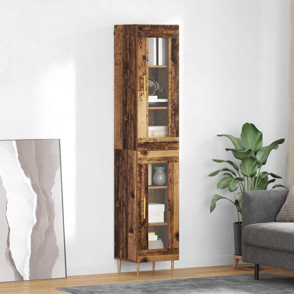 Hoge kast 2 pcs Oud Hout Glas is nu te koop bij PeponiXL, paradijselijk wonen!