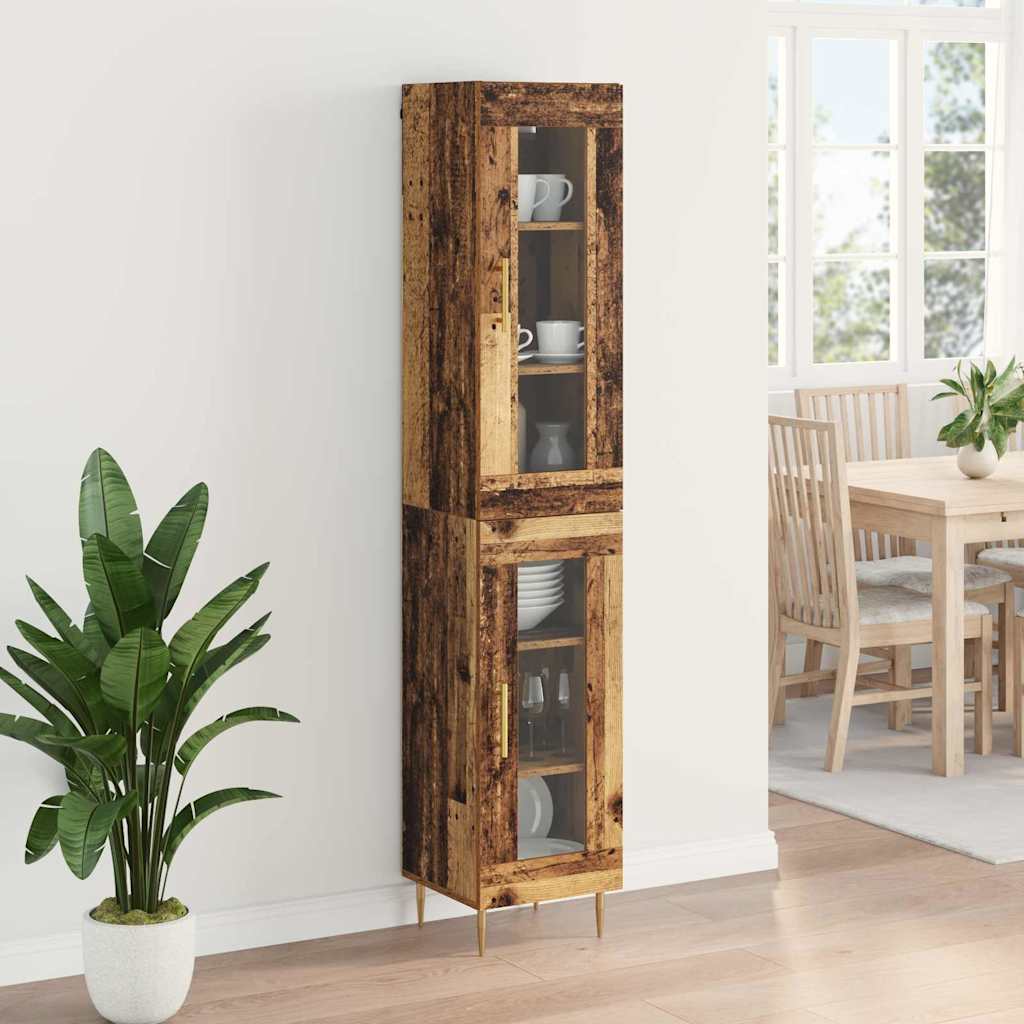 Hoge kast 2 pcs Oud Hout Glas is nu te koop bij PeponiXL, paradijselijk wonen!