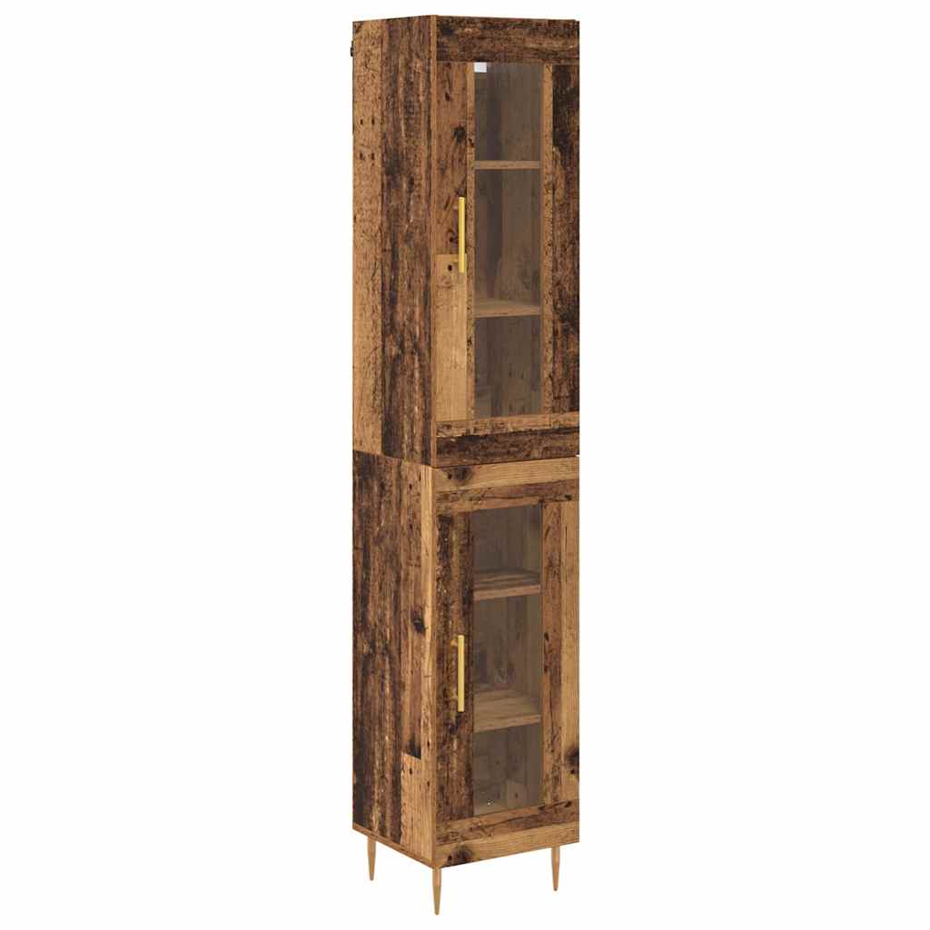 Hoge kast 2 pcs Oud Hout Glas is nu te koop bij PeponiXL, paradijselijk wonen!