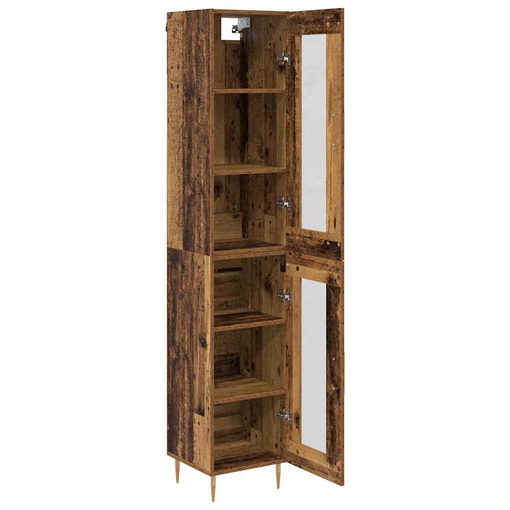 Hoge kast 2 pcs Oud Hout Glas is nu te koop bij PeponiXL, paradijselijk wonen!