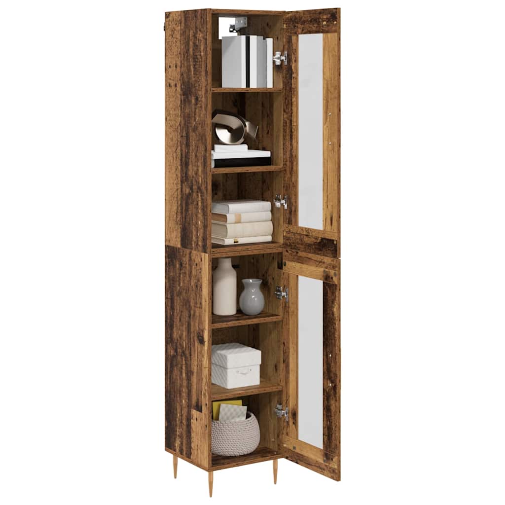 Hoge kast 2 pcs Oud Hout Glas is nu te koop bij PeponiXL, paradijselijk wonen!