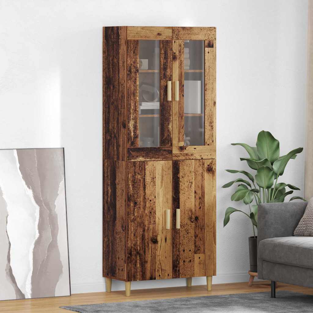 Hoge kast Oud Hout 69,5 x 34 x 180 cm Geengineerd Hout en Glas is nu te koop bij PeponiXL, paradijselijk wonen!