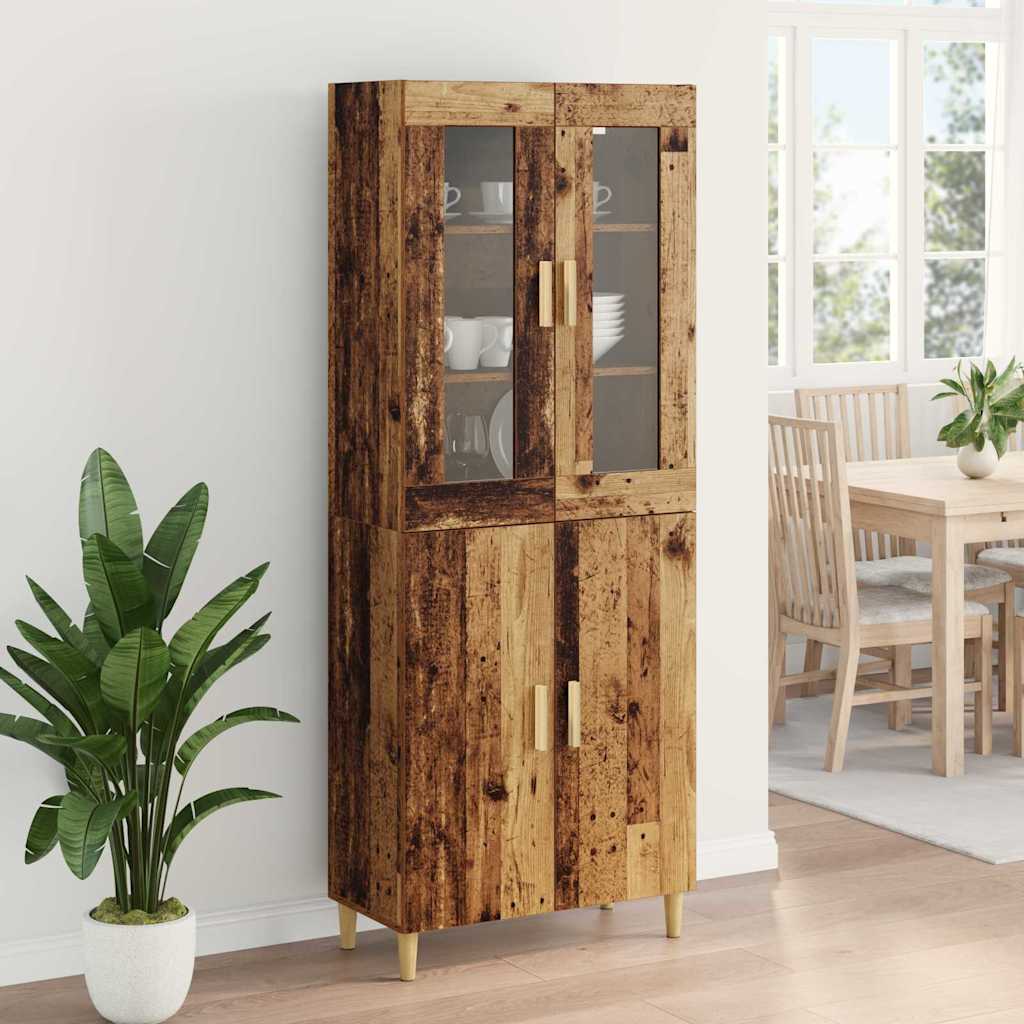 Hoge kast Oud Hout 69,5 x 34 x 180 cm Geengineerd Hout en Glas is nu te koop bij PeponiXL, paradijselijk wonen!