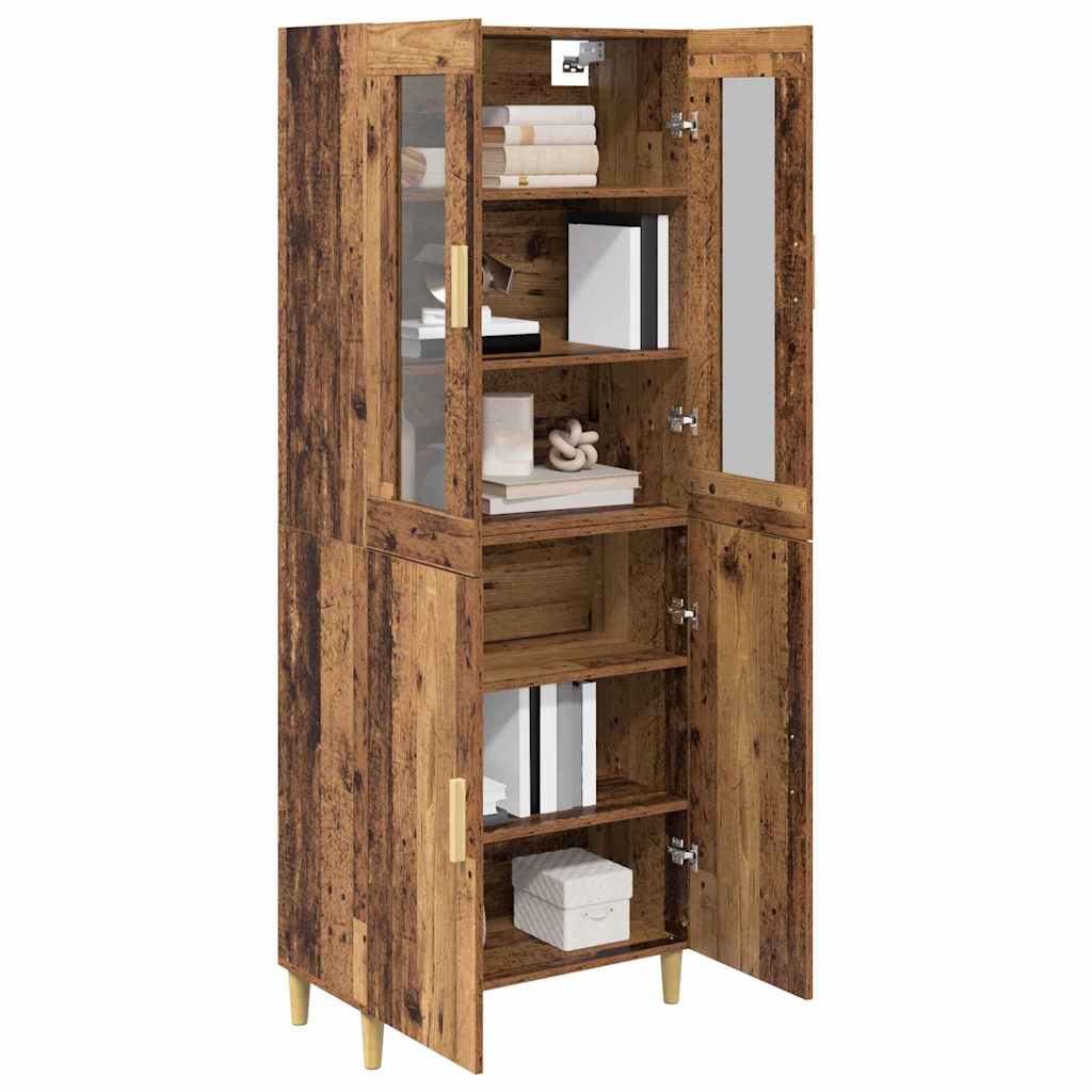 Hoge kast Oud Hout 69,5 x 34 x 180 cm Geengineerd Hout en Glas is nu te koop bij PeponiXL, paradijselijk wonen!