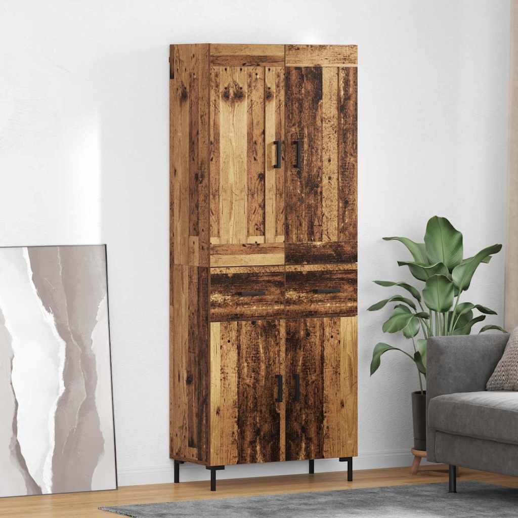 Hoge kast met lade 2 pcs Oud Hout Bewerkt hout is nu te koop bij PeponiXL, paradijselijk wonen!