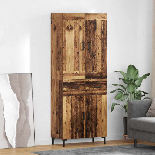 Hoge kast met lade 2 pcs Oud Hout Bewerkt hout is nu te koop bij PeponiXL, paradijselijk wonen!