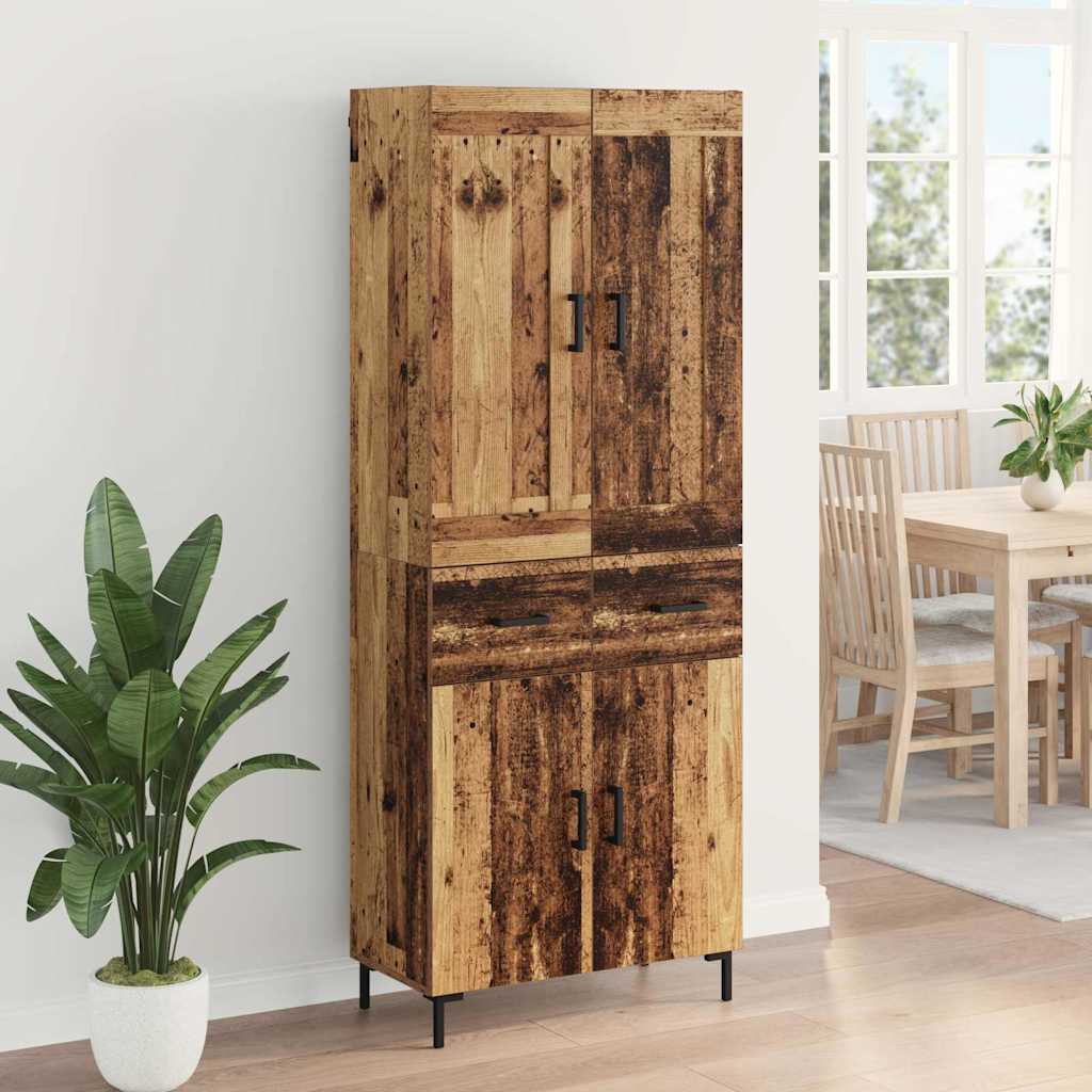 Hoge kast met lade 2 pcs Oud Hout Bewerkt hout is nu te koop bij PeponiXL, paradijselijk wonen!