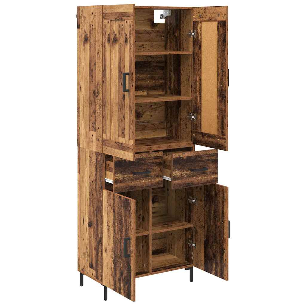 Hoge kast met lade 2 pcs Oud Hout Bewerkt hout is nu te koop bij PeponiXL, paradijselijk wonen!