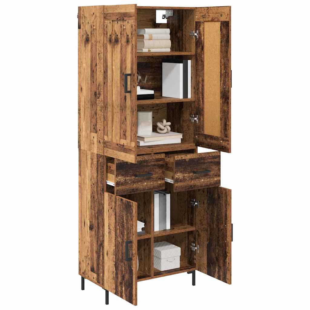 Hoge kast met lade 2 pcs Oud Hout Bewerkt hout is nu te koop bij PeponiXL, paradijselijk wonen!
