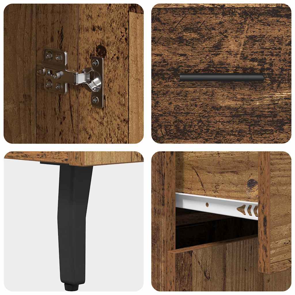Hoge kast met lade 2 pcs Oud Hout Geengineerd Hout en Glas is nu te koop bij PeponiXL, paradijselijk wonen!
