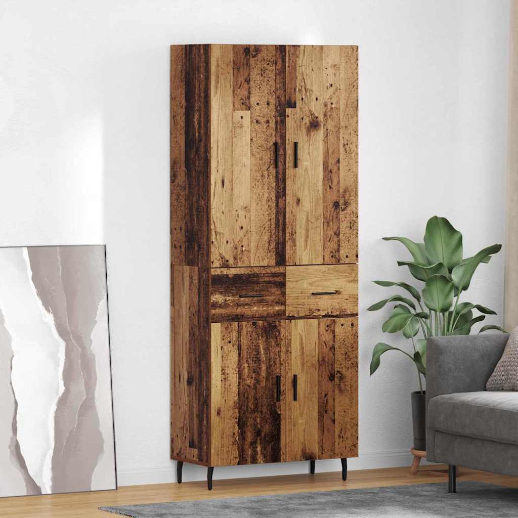 Hoge kast met lade 2 pcs Oud Hout Geengineerd Hout en Glas is nu te koop bij PeponiXL, paradijselijk wonen!