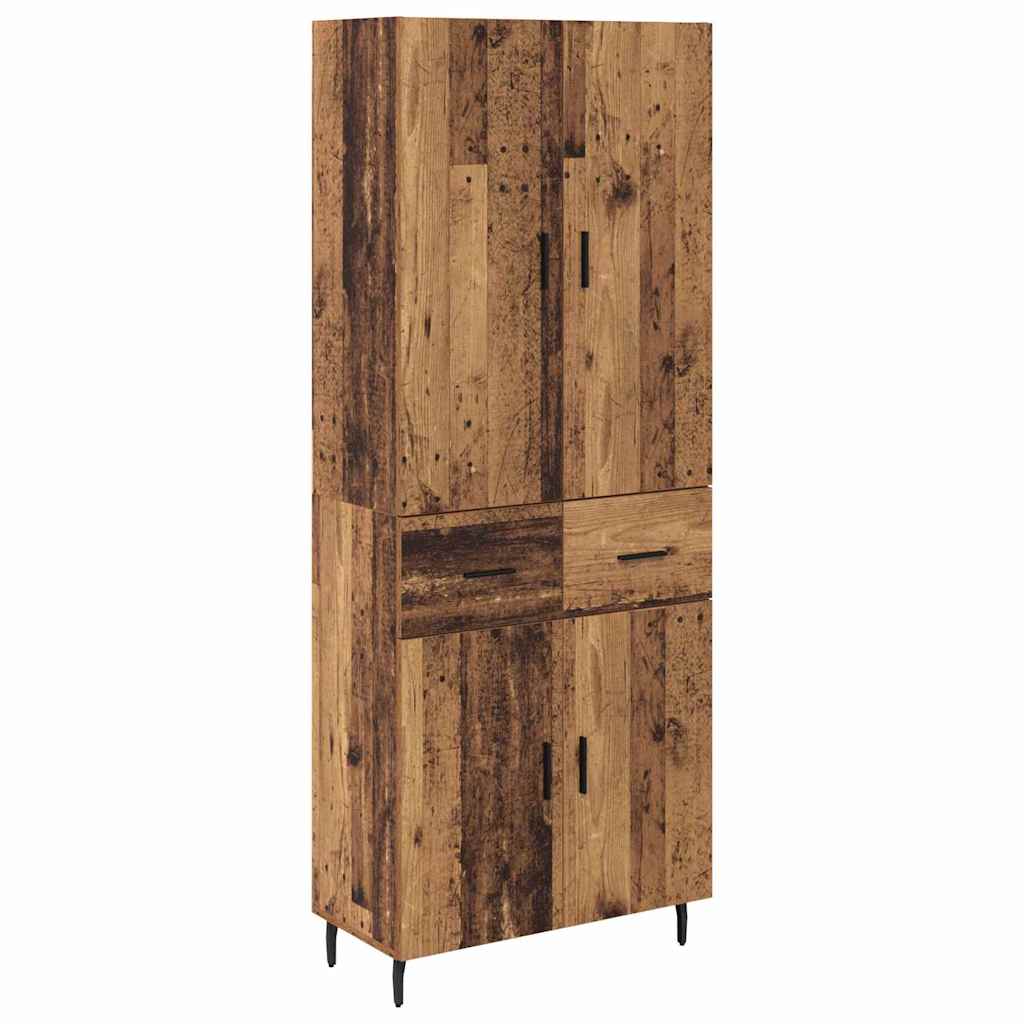 Hoge kast met lade 2 pcs Oud Hout Geengineerd Hout en Glas is nu te koop bij PeponiXL, paradijselijk wonen!