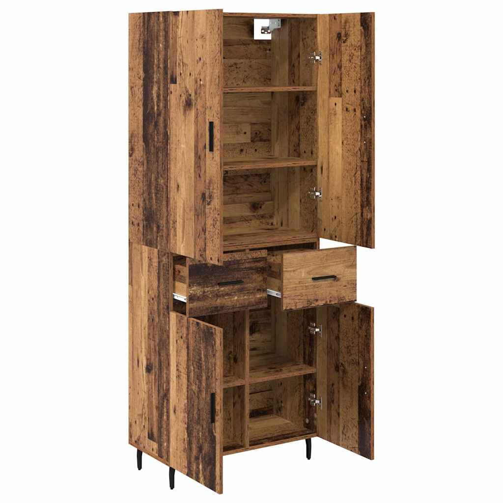 Hoge kast met lade 2 pcs Oud Hout Geengineerd Hout en Glas is nu te koop bij PeponiXL, paradijselijk wonen!