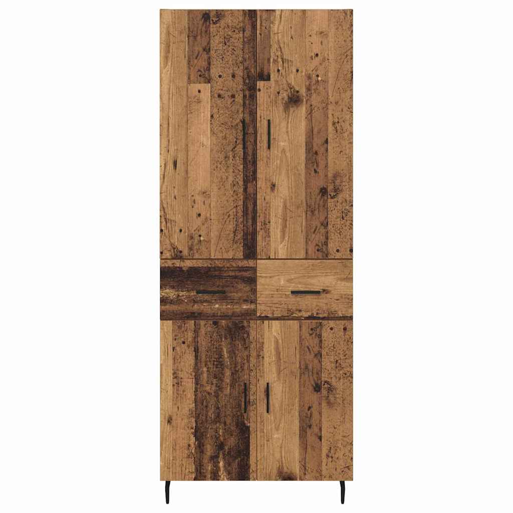 Hoge kast met lade 2 pcs Oud Hout Geengineerd Hout en Glas is nu te koop bij PeponiXL, paradijselijk wonen!