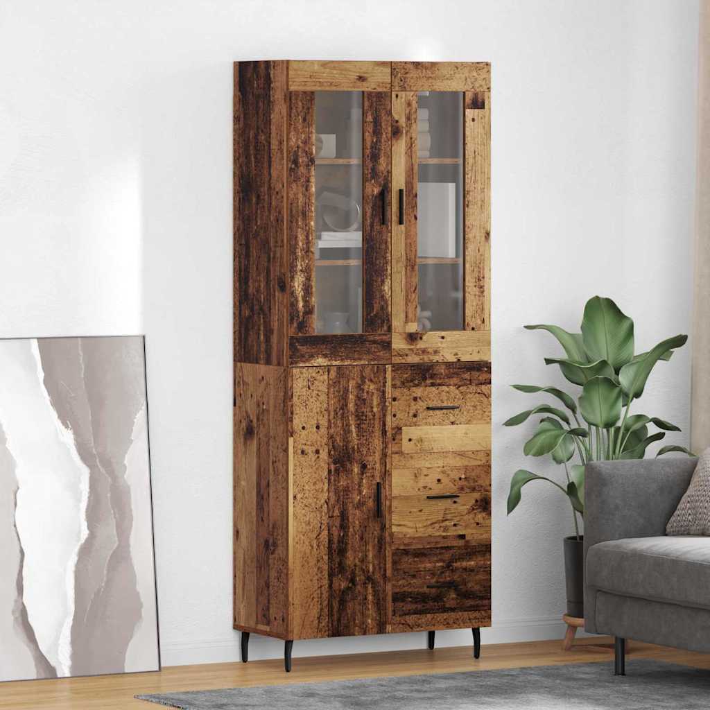 Hoge kast met lade 2 pcs Oud Hout Bewerkt hout is nu te koop bij PeponiXL, paradijselijk wonen!