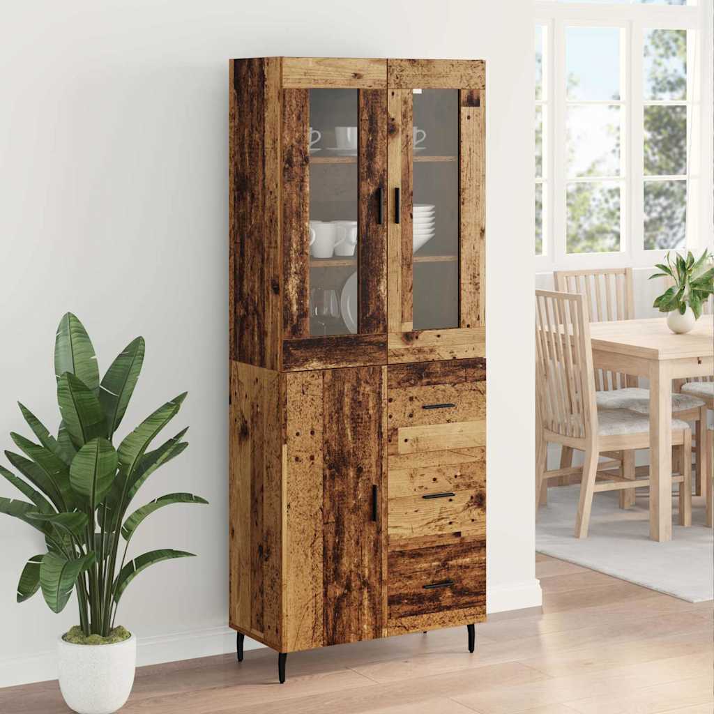 Hoge kast met lade 2 pcs Oud Hout Bewerkt hout is nu te koop bij PeponiXL, paradijselijk wonen!