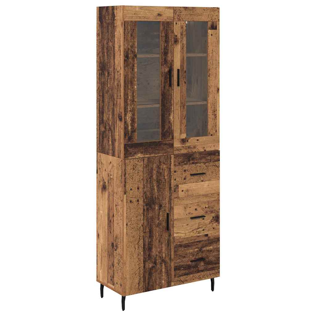 Hoge kast met lade 2 pcs Oud Hout Bewerkt hout is nu te koop bij PeponiXL, paradijselijk wonen!