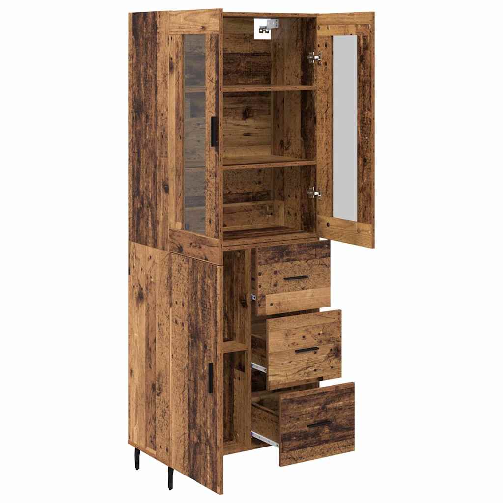 Hoge kast met lade 2 pcs Oud Hout Bewerkt hout is nu te koop bij PeponiXL, paradijselijk wonen!