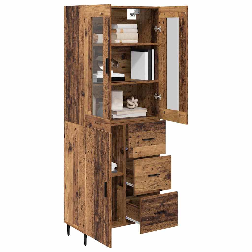 Hoge kast met lade 2 pcs Oud Hout Bewerkt hout is nu te koop bij PeponiXL, paradijselijk wonen!