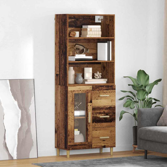 Hoge kast met lade Oud Hout 69,5 x 34 x 180 cm Bewerkt hout is nu te koop bij PeponiXL, paradijselijk wonen!