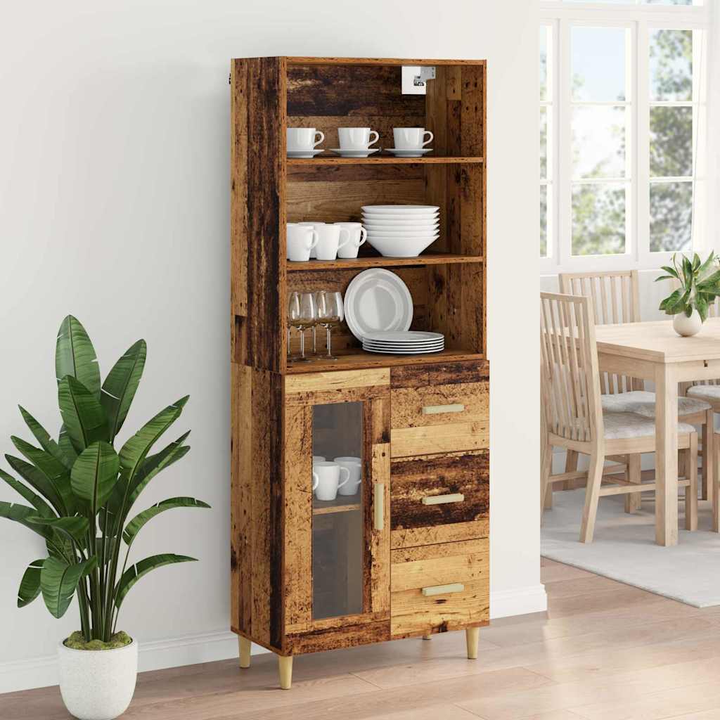 Hoge kast met lade Oud Hout 69,5 x 34 x 180 cm Bewerkt hout is nu te koop bij PeponiXL, paradijselijk wonen!