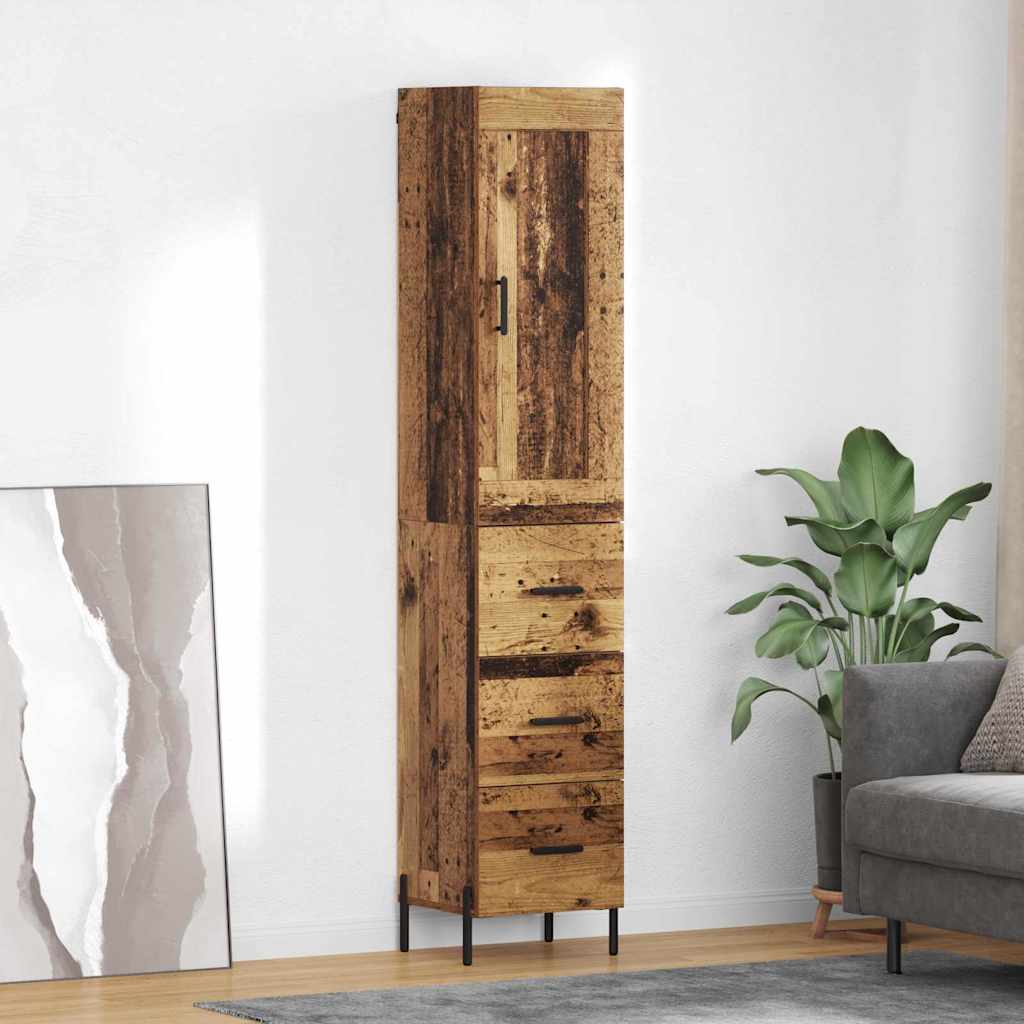 Highboard met lade Oud Hout 34,5 x 34 x 180 cm Bewerkt hout is nu te koop bij PeponiXL, paradijselijk wonen!