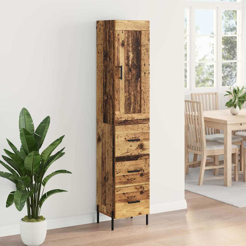 Highboard met lade Oud Hout 34,5 x 34 x 180 cm Bewerkt hout is nu te koop bij PeponiXL, paradijselijk wonen!