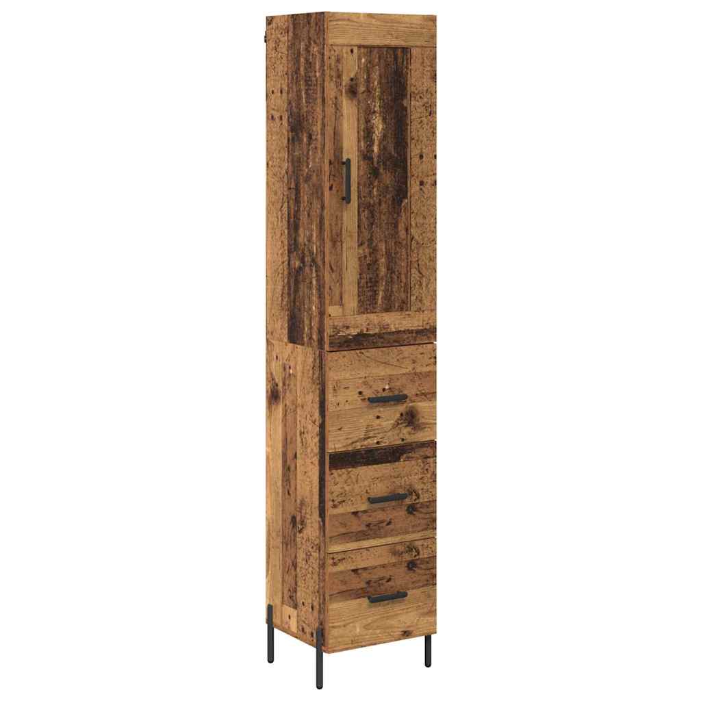 Highboard met lade Oud Hout 34,5 x 34 x 180 cm Bewerkt hout is nu te koop bij PeponiXL, paradijselijk wonen!