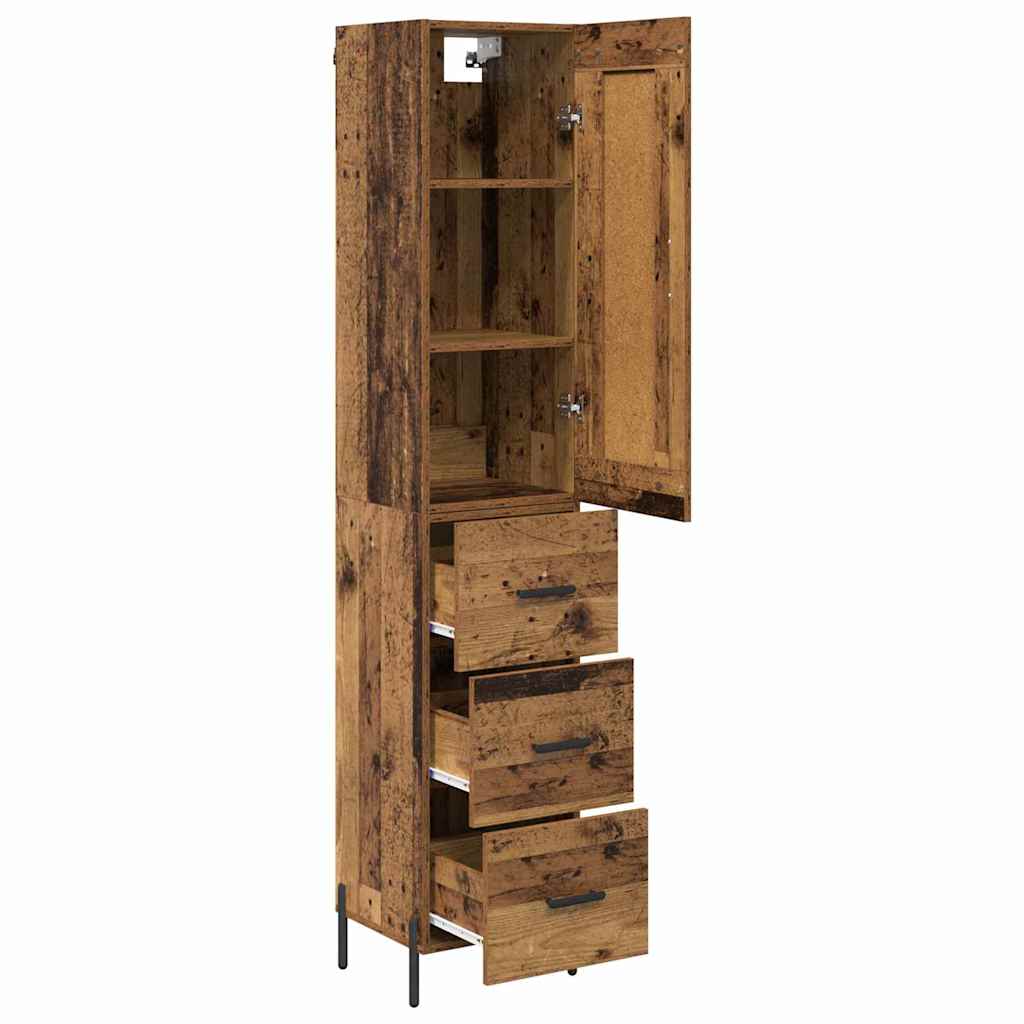 Highboard met lade Oud Hout 34,5 x 34 x 180 cm Bewerkt hout is nu te koop bij PeponiXL, paradijselijk wonen!