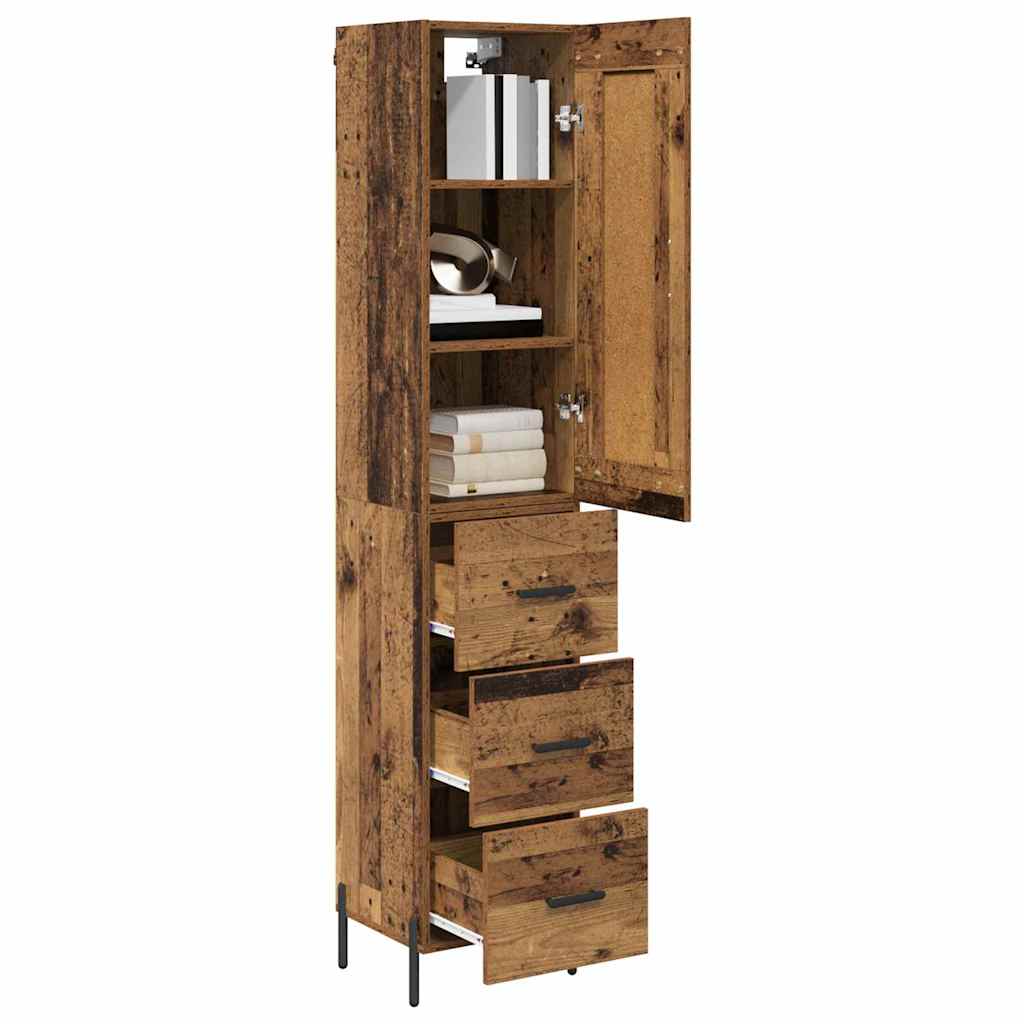 Highboard met lade Oud Hout 34,5 x 34 x 180 cm Bewerkt hout is nu te koop bij PeponiXL, paradijselijk wonen!