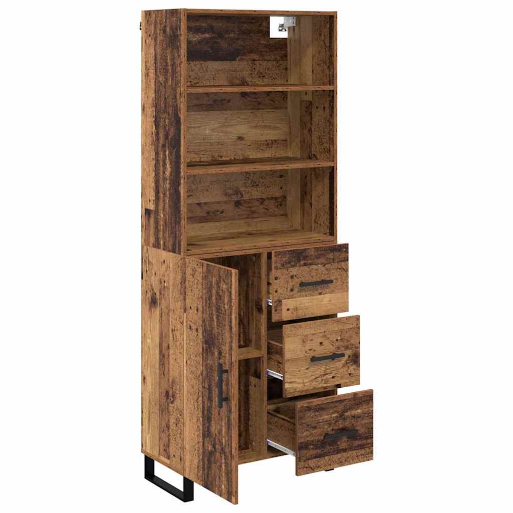Hoge kast met lade 2 pcs Oudhout Bewerkt hout is nu te koop bij PeponiXL, paradijselijk wonen!