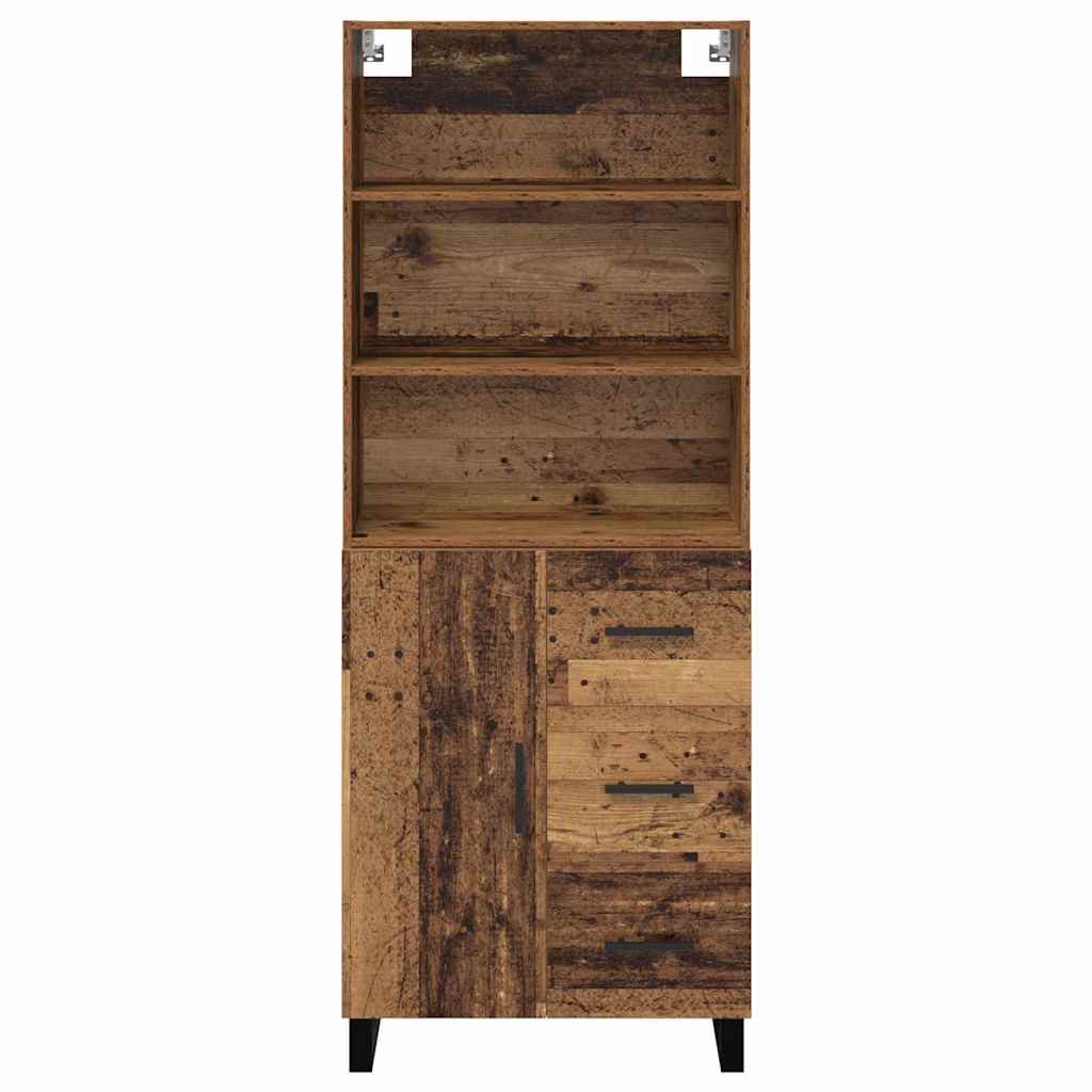Hoge kast met lade 2 pcs Oudhout Bewerkt hout is nu te koop bij PeponiXL, paradijselijk wonen!