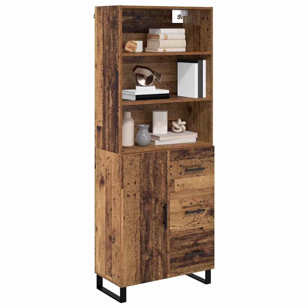 Hoge kast met lade 2 pcs Oudhout Bewerkt hout is nu te koop bij PeponiXL, paradijselijk wonen!