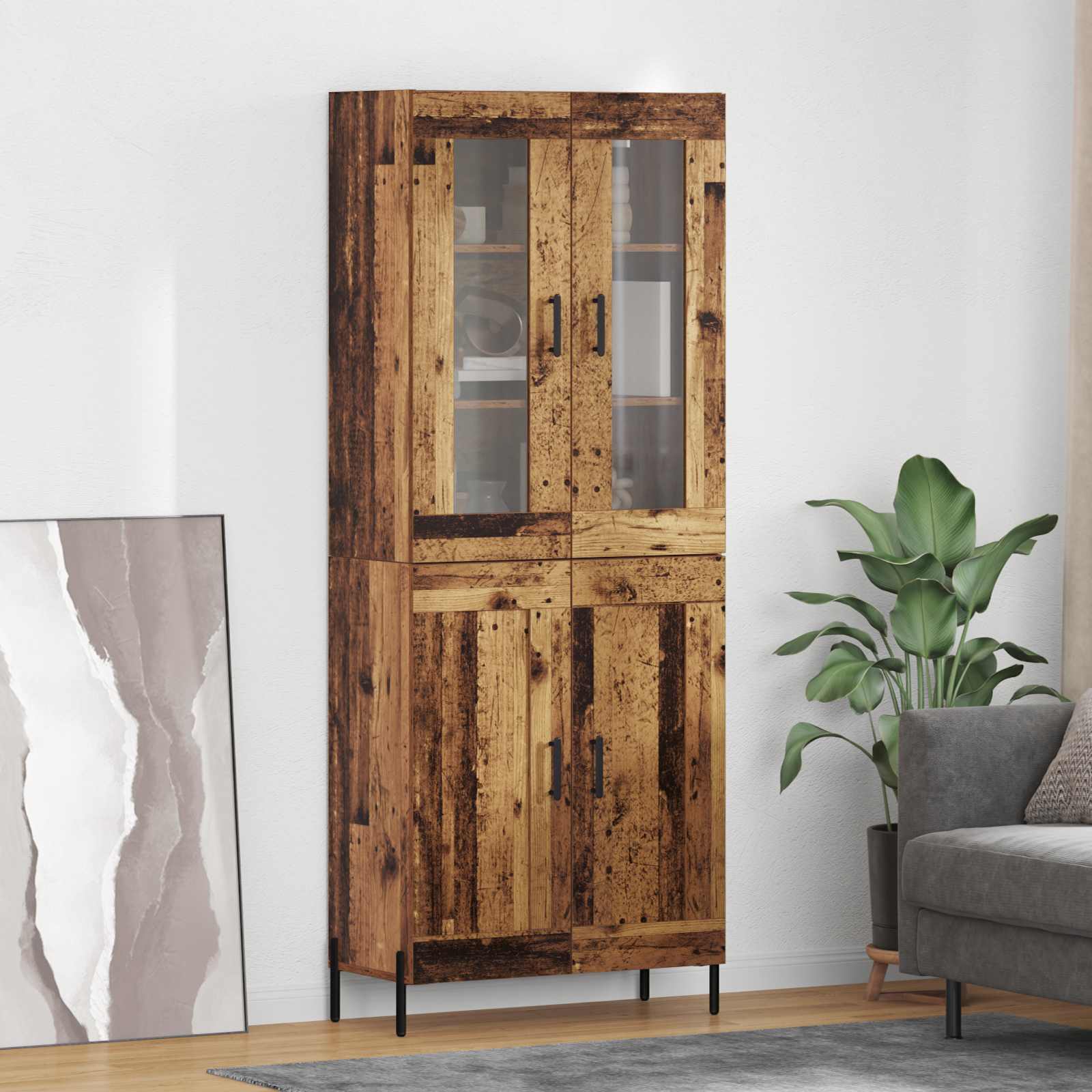 Highboard Oud Hout 69,5 x 34 x 180 cm Bewerkt hout is nu te koop bij PeponiXL, paradijselijk wonen!