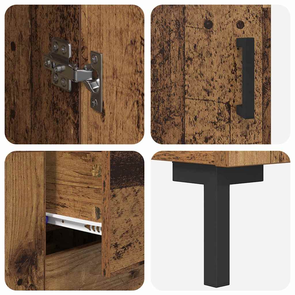 Hoge kast met lade 2 pcs Oudhout Bewerkt hout is nu te koop bij PeponiXL, paradijselijk wonen!