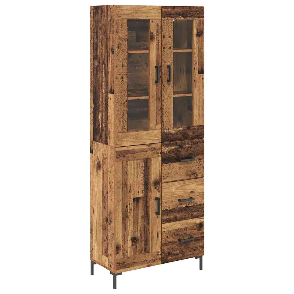 Hoge kast met lade 2 pcs Oudhout Bewerkt hout is nu te koop bij PeponiXL, paradijselijk wonen!