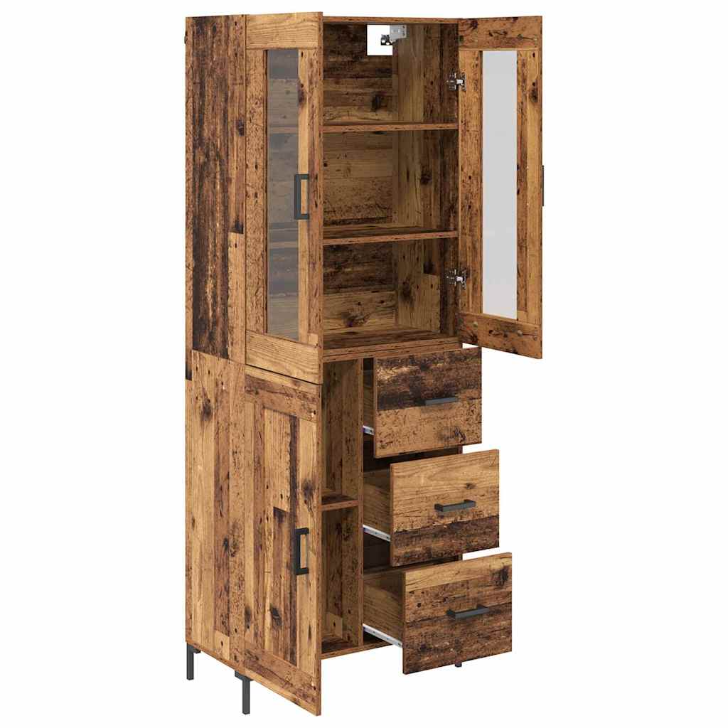Hoge kast met lade 2 pcs Oudhout Bewerkt hout is nu te koop bij PeponiXL, paradijselijk wonen!