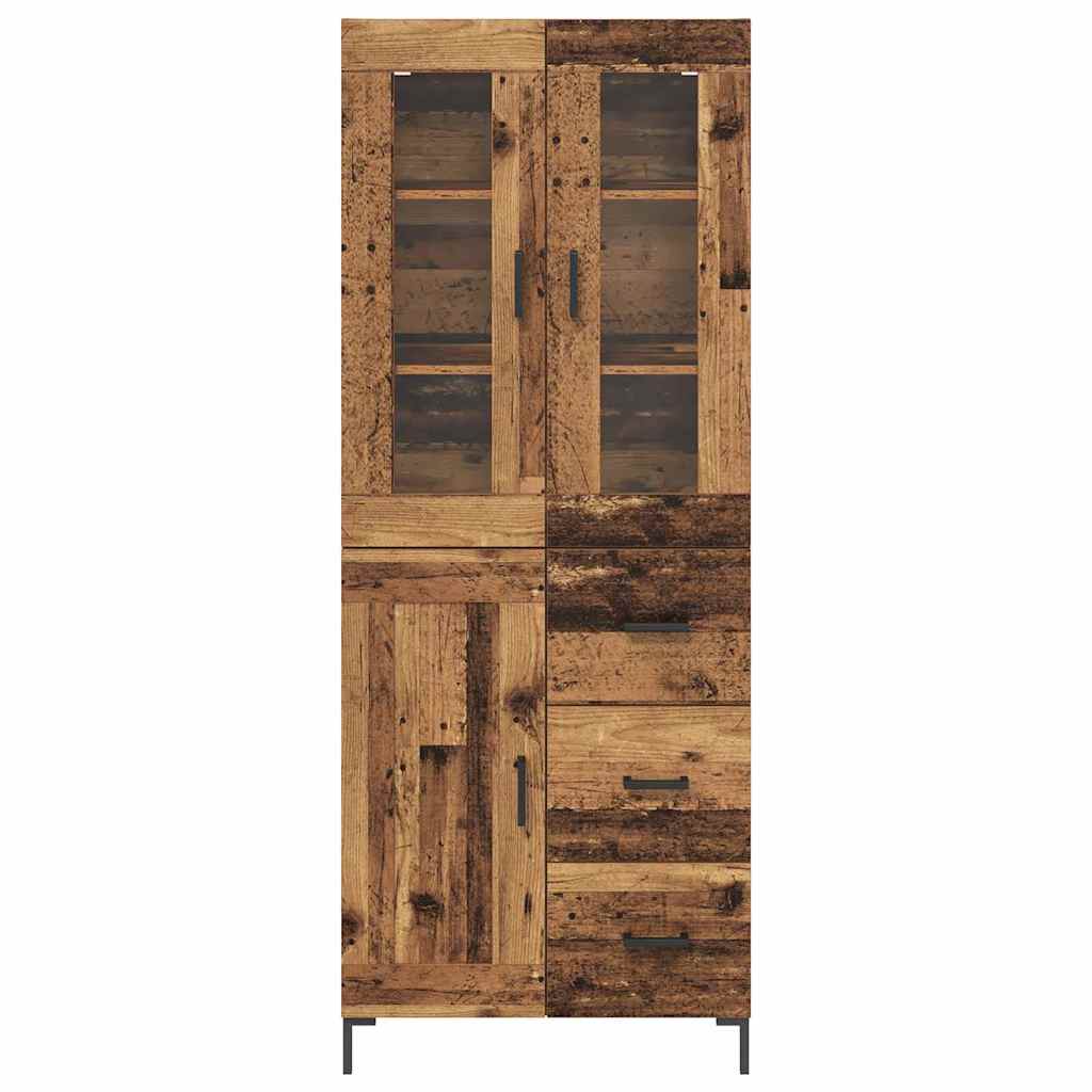Hoge kast met lade 2 pcs Oudhout Bewerkt hout is nu te koop bij PeponiXL, paradijselijk wonen!