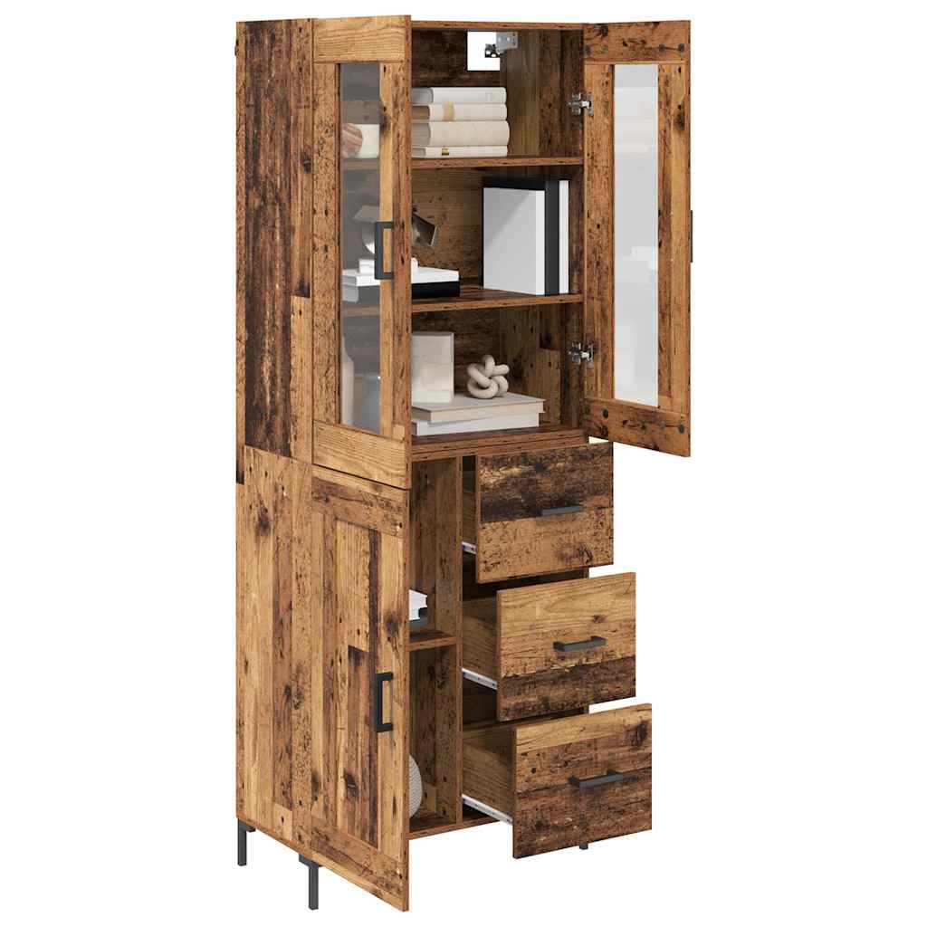 Hoge kast met lade 2 pcs Oudhout Bewerkt hout is nu te koop bij PeponiXL, paradijselijk wonen!