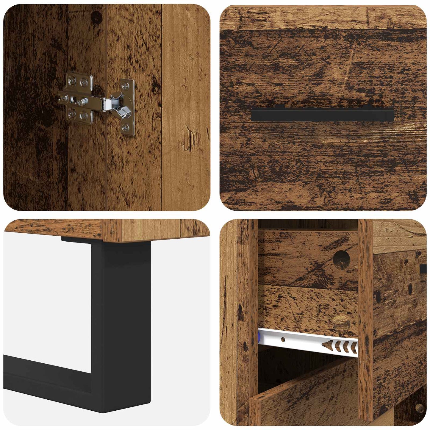 Hoge kast met lade 2 pcs Oud Hout Bewerkt hout is nu te koop bij PeponiXL, paradijselijk wonen!