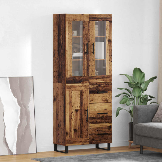 Hoge kast met lade 2 pcs Oud Hout Bewerkt hout is nu te koop bij PeponiXL, paradijselijk wonen!