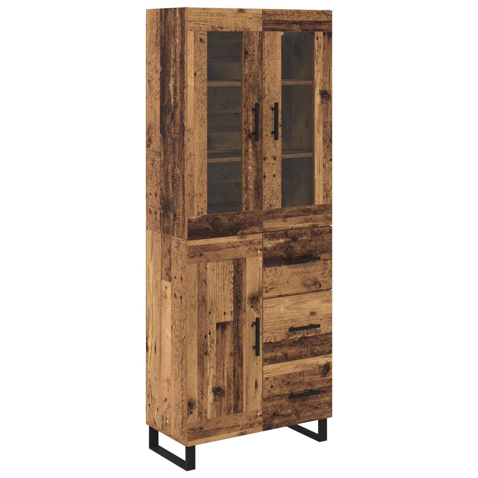 Hoge kast met lade 2 pcs Oud Hout Bewerkt hout is nu te koop bij PeponiXL, paradijselijk wonen!