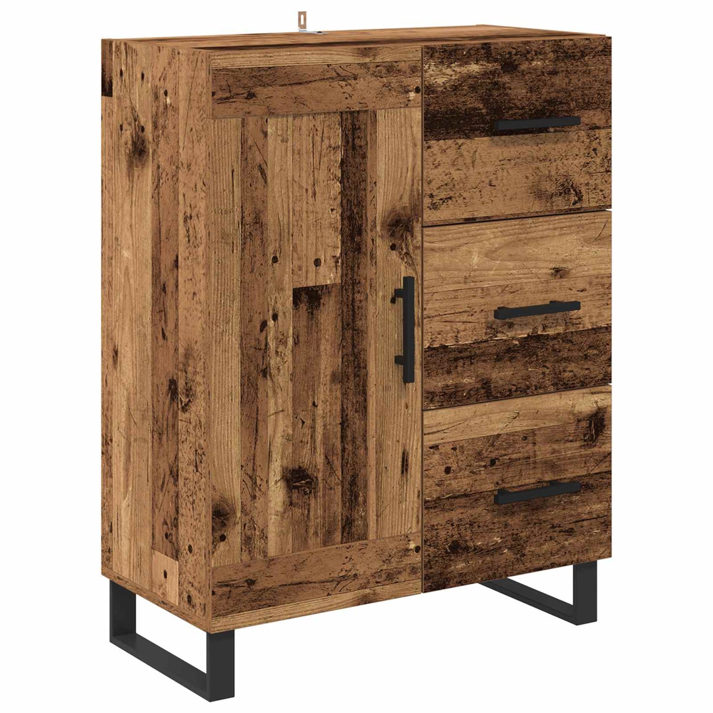 Hoge kast met lade 2 pcs Oud Hout Bewerkt hout is nu te koop bij PeponiXL, paradijselijk wonen!