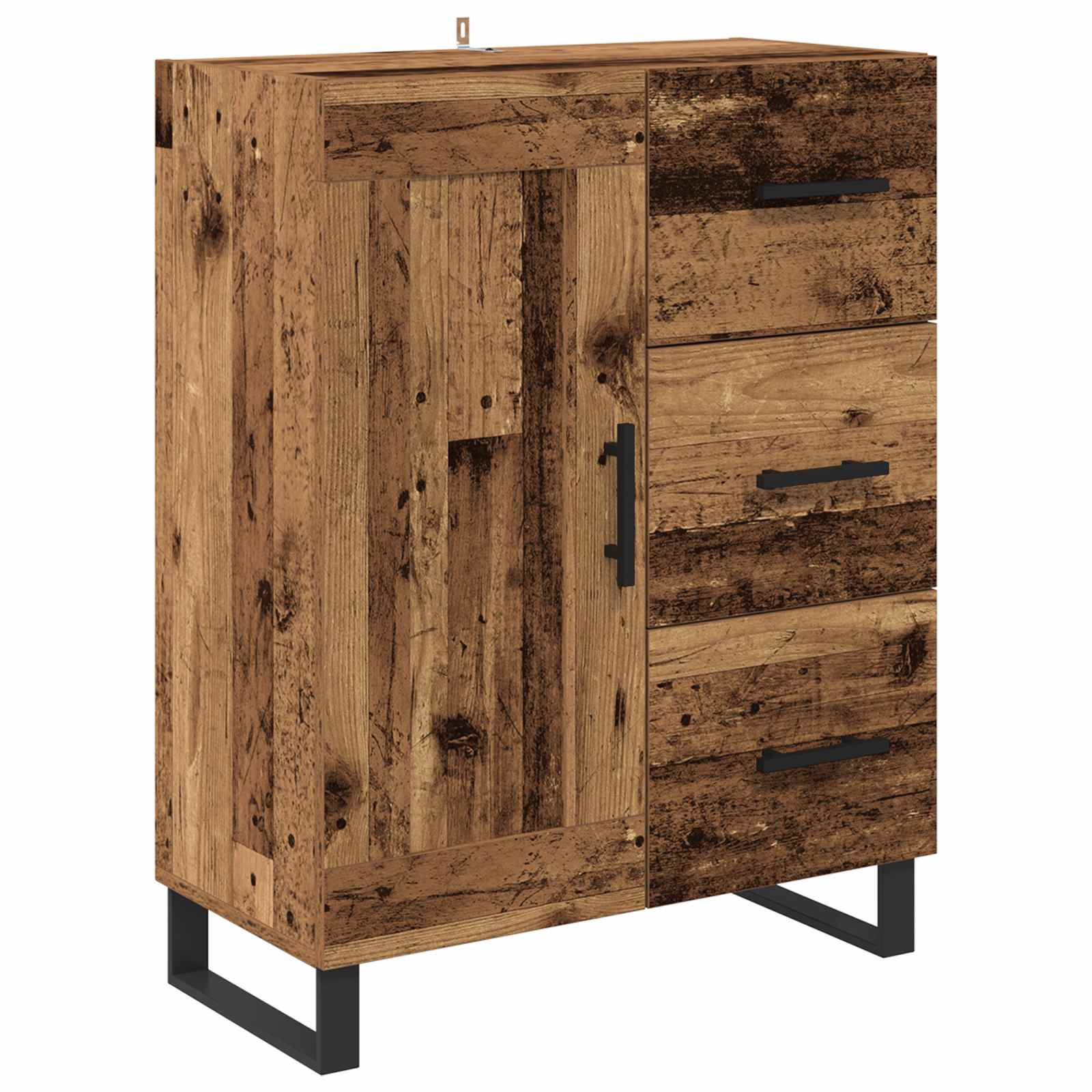 Hoge kast met lade 2 pcs Oud Hout Bewerkt hout is nu te koop bij PeponiXL, paradijselijk wonen!