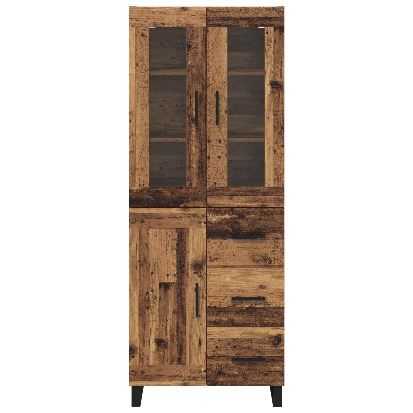 Hoge kast met lade 2 pcs Oud Hout Bewerkt hout is nu te koop bij PeponiXL, paradijselijk wonen!