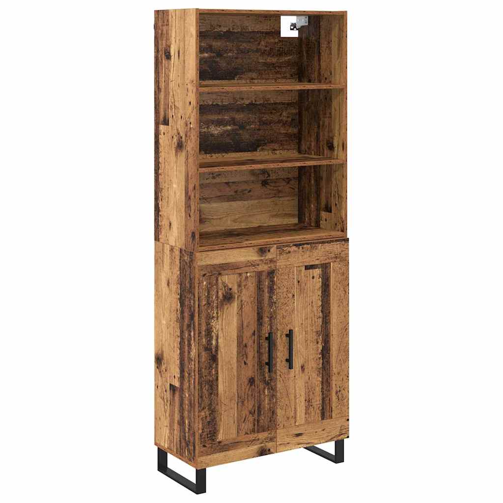 Hoge kast 2 pcs Oudhout Bewerkt hout is nu te koop bij PeponiXL, paradijselijk wonen!