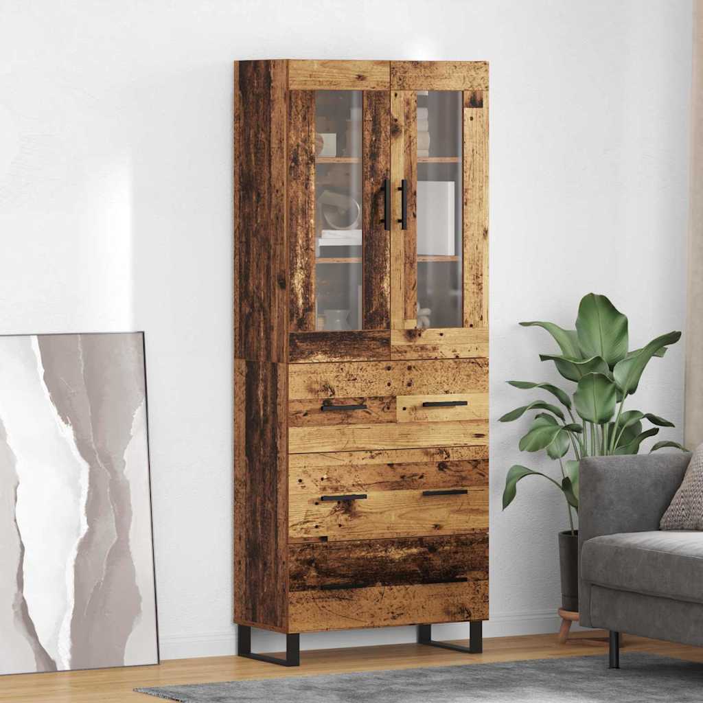 Hoge kast met lade 2 pcs Oud Hout Bewerkt hout is nu te koop bij PeponiXL, paradijselijk wonen!